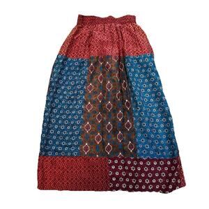 VTG 90s Silk Carol Little Patchwork Boho Skirt Pockets Size 4 Maxi Gypsy Retro